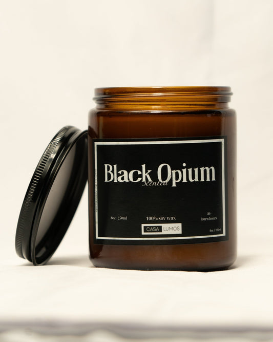 Black Opium Soy Candle – 8 oz Apothecary Jar - CasaLumos