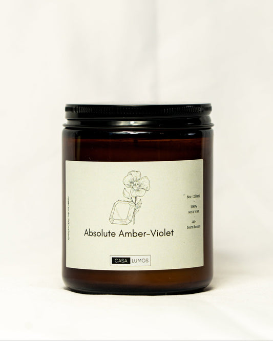 Amber and Violet Scented Soy Candle – 8 oz - CasaLumos