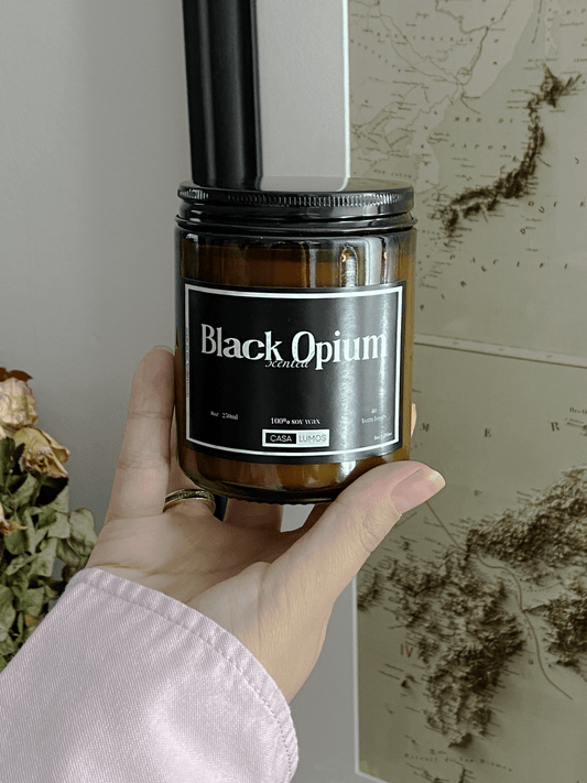 Black Opium Soy Candle – 8 oz Apothecary Jar - CasaLumos