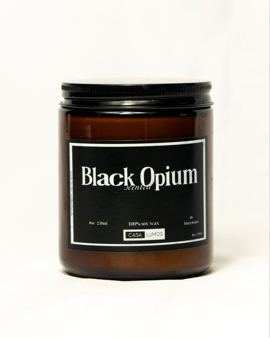 Black Opium Soy Candle – 8 oz Apothecary Jar - CasaLumos