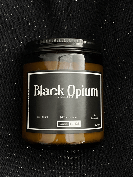 Black Opium Soy Candle – 8 oz Apothecary Jar - CasaLumos