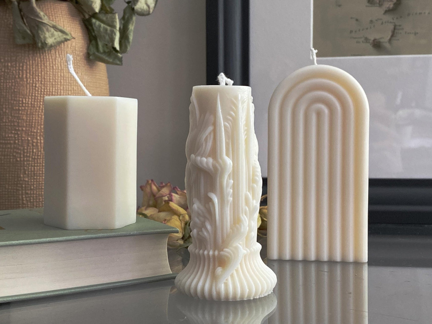 Column Candle – Handpoured Soy Wax Sculpture – Ornamental Decorative Candle – Luxury Home Decor - CasaLumos