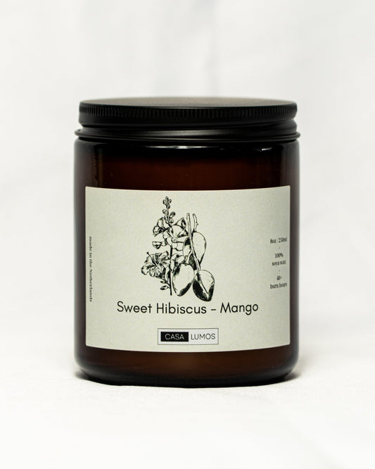 Sweet Hibiscus and Mango Soy Candle – 8 oz Apothecary Jar - CasaLumos