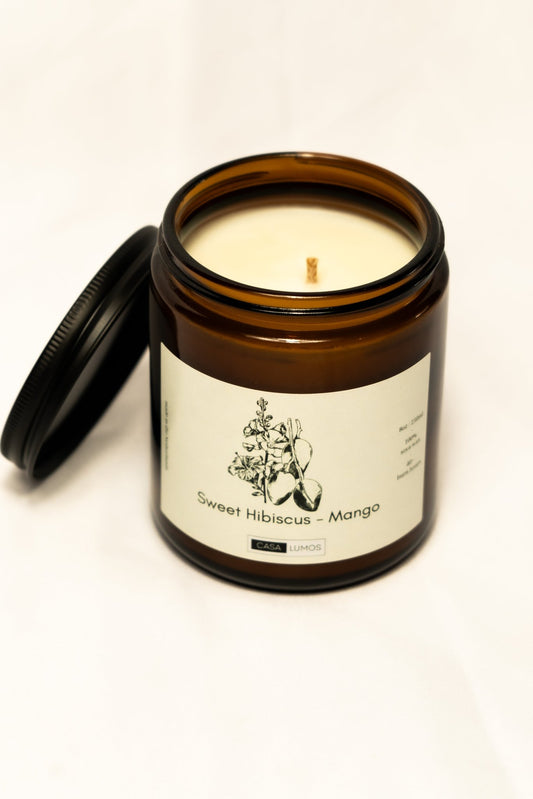 Sweet Hibiscus and Mango Soy Candle – 8 oz Apothecary Jar - CasaLumos